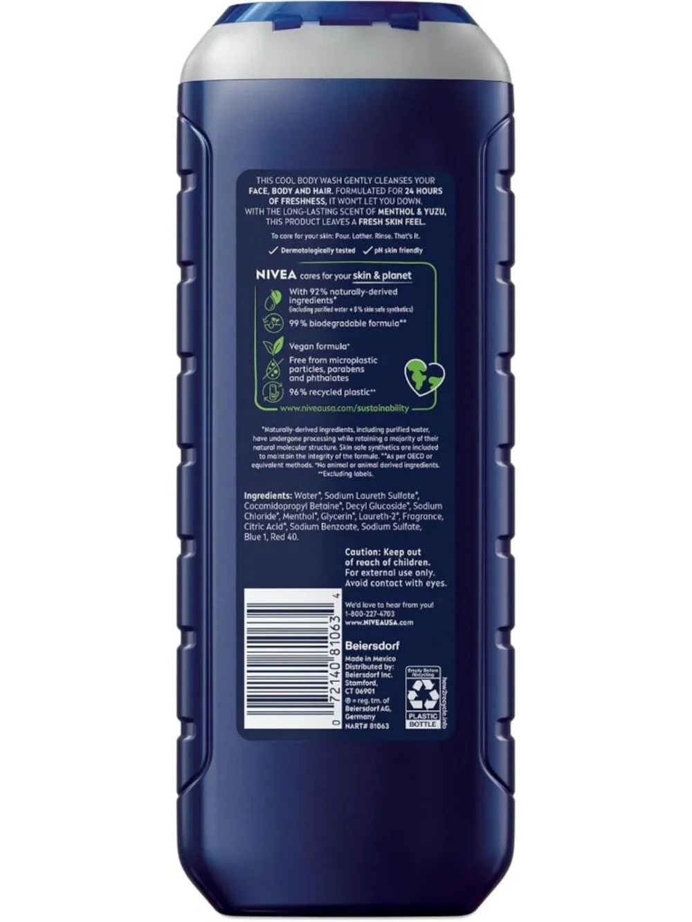 Cooling 3-in-1 Body Wash for Men with Menthol, Multipack, Refreshing Clean, 3 x